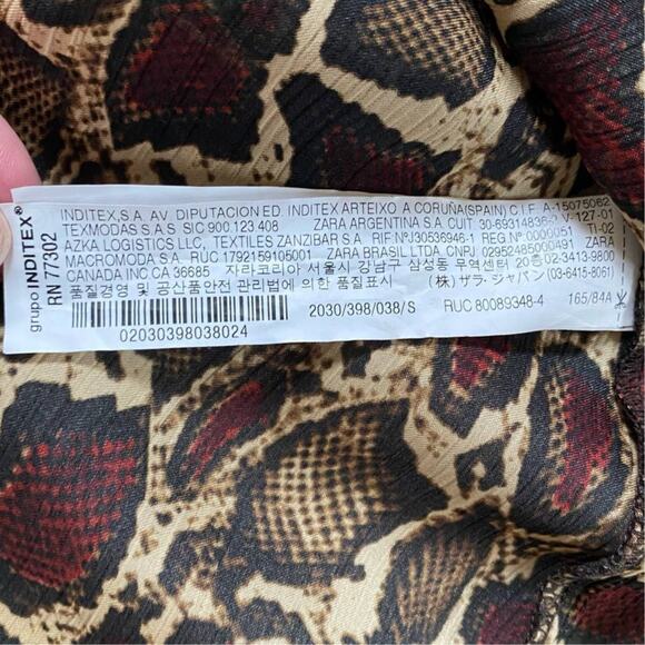 ZARA WMN'S Animal Print Shirt‎ Flowy V-neck Top Blouse S NWOT - Picture 16 of 16